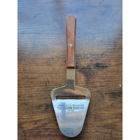 Vintage Vernon Stainless Steel Cheese Slicer/Server - Wood Handle - Taiwan - Picture 1 of 8